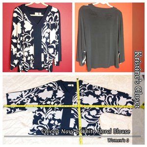 Chico's Navy & White Blouse - Ladies 3